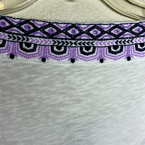 Talbots Embroidered V Neck Top Size 3X Petite White 3/4 Sleeve Boho Cotton - Picture 12 of 17